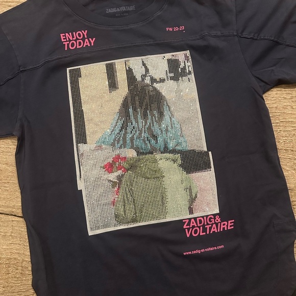 Zadig & Voltaire Bow Photoprint Strass T-Shirt- XS,S,M - Picture 4 of 8